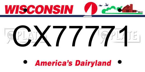 CX77771 Wisconsin License Plate