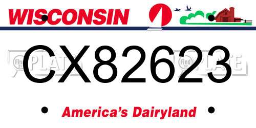 CX82623 Wisconsin License Plate