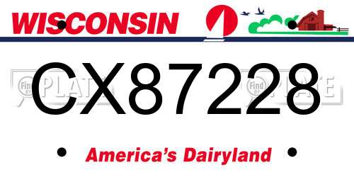 CX87228 Wisconsin License Plate
