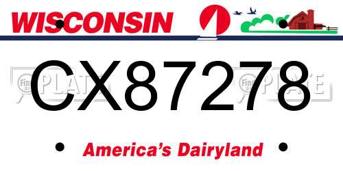 CX87278 Wisconsin License Plate