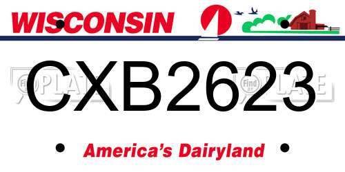 CXB2623 Wisconsin License Plate