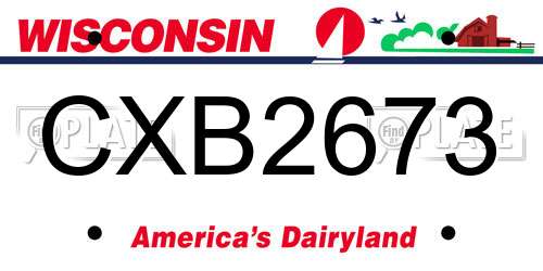 CXB2673 Wisconsin License Plate