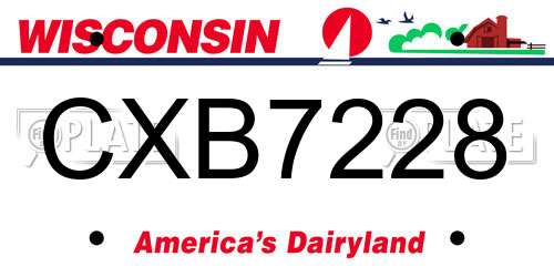 CXB7228 Wisconsin License Plate