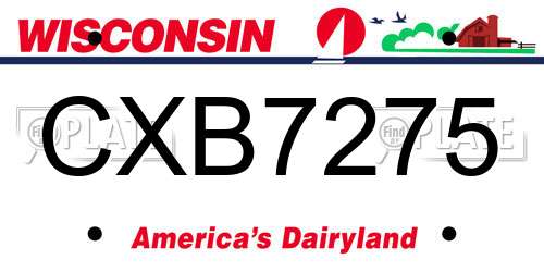 CXB7275 Wisconsin License Plate