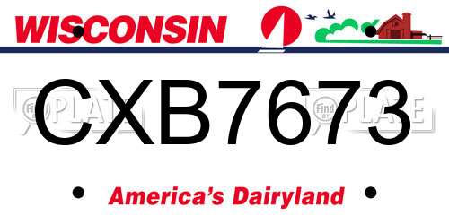 CXB7673 Wisconsin License Plate