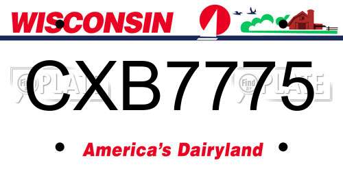 CXB7775 Wisconsin License Plate