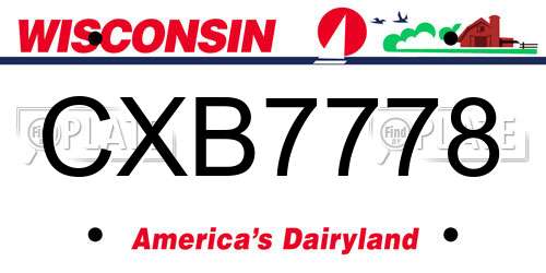 CXB7778 Wisconsin License Plate