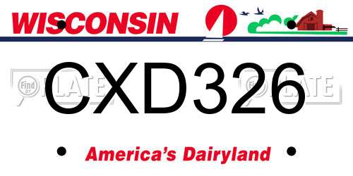 CXD326 Wisconsin License Plate