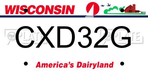 CXD32G Wisconsin License Plate