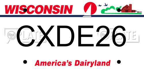 CXDE26 Wisconsin License Plate