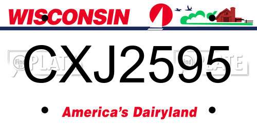 CXJ2595 Wisconsin License Plate