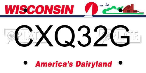 CXQ32G Wisconsin License Plate