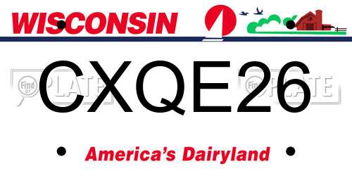 CXQE26 Wisconsin License Plate
