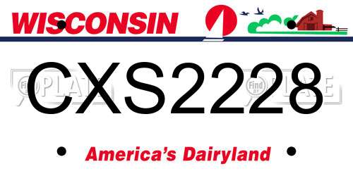 CXS2228 Wisconsin License Plate