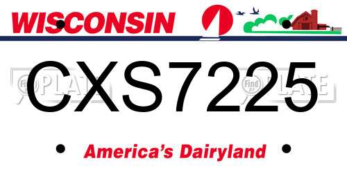 CXS7225 Wisconsin License Plate