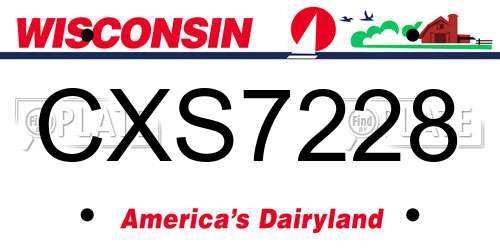 CXS7228 Wisconsin License Plate