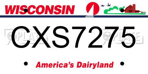CXS7275 Wisconsin License Plate