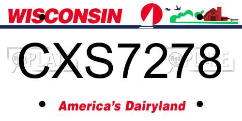 CXS7278 Wisconsin License Plate