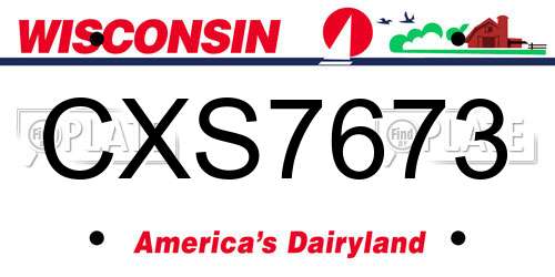 CXS7673 Wisconsin License Plate