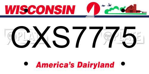 CXS7775 Wisconsin License Plate