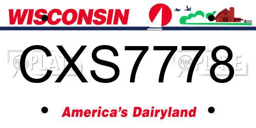 CXS7778 Wisconsin License Plate