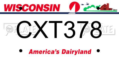 CXT378 Wisconsin License Plate
