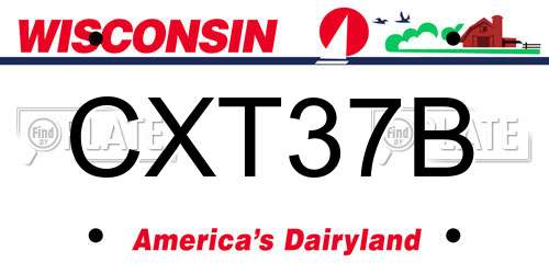 CXT37B Wisconsin License Plate