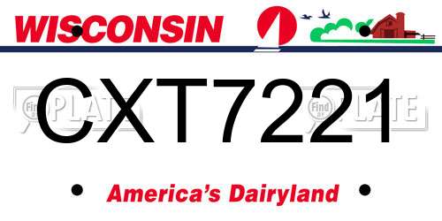 CXT7221 Wisconsin License Plate