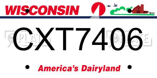CXT7406 Wisconsin License Plate