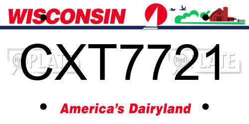 CXT7721 Wisconsin License Plate