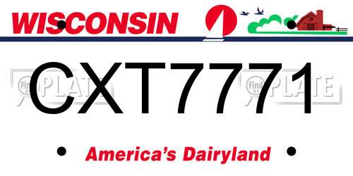 CXT7771 Wisconsin License Plate