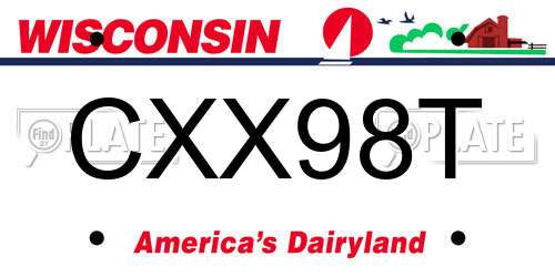 CXX98T Wisconsin License Plate
