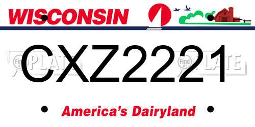 CXZ2221 Wisconsin License Plate