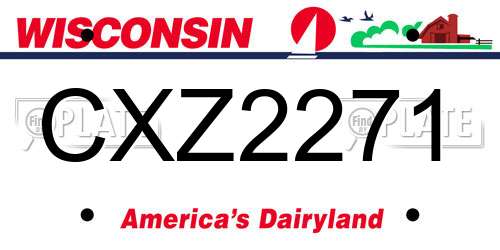 CXZ2271 Wisconsin License Plate