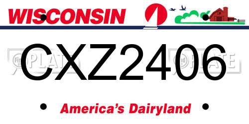 CXZ2406 Wisconsin License Plate