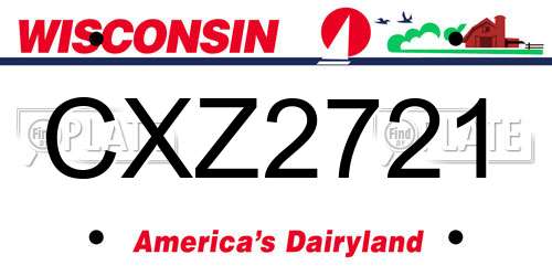 CXZ2721 Wisconsin License Plate