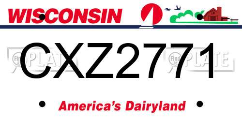 CXZ2771 Wisconsin License Plate