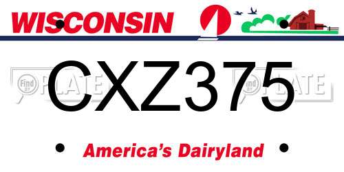 CXZ375 Wisconsin License Plate