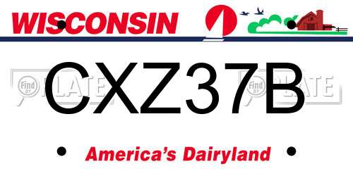 CXZ37B Wisconsin License Plate