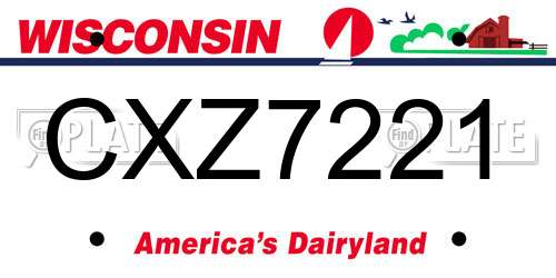 CXZ7221 Wisconsin License Plate