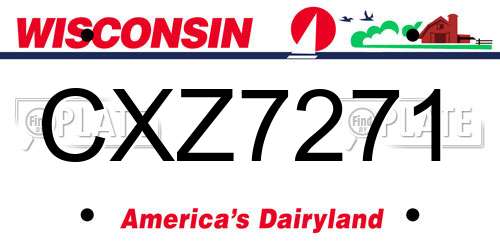 CXZ7271 Wisconsin License Plate