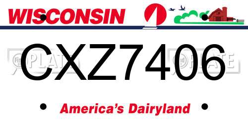 CXZ7406 Wisconsin License Plate