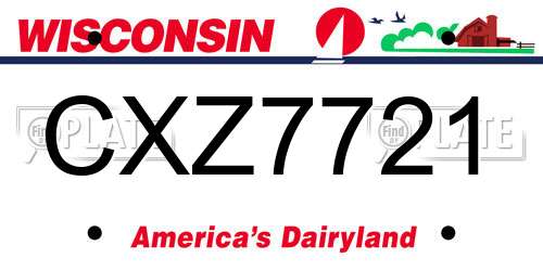 CXZ7721 Wisconsin License Plate