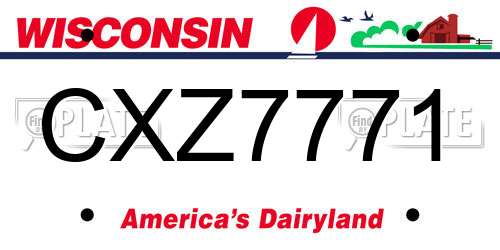 CXZ7771 Wisconsin License Plate