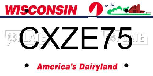 CXZE75 Wisconsin License Plate