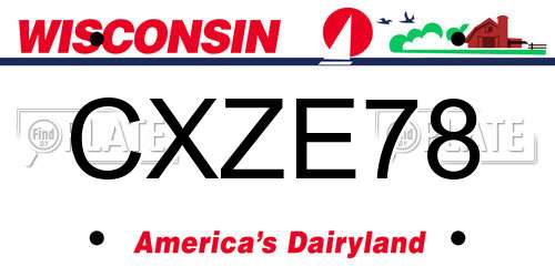 CXZE78 Wisconsin License Plate