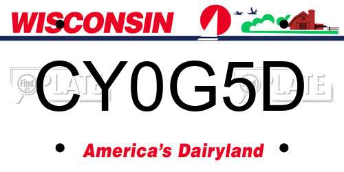 CY0G5D Wisconsin License Plate