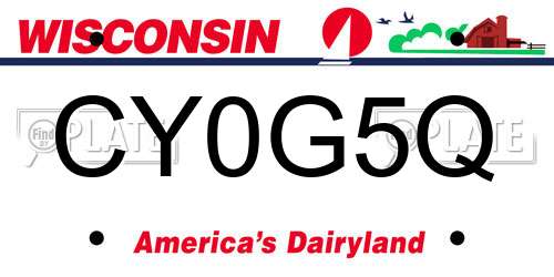 CY0G5Q Wisconsin License Plate