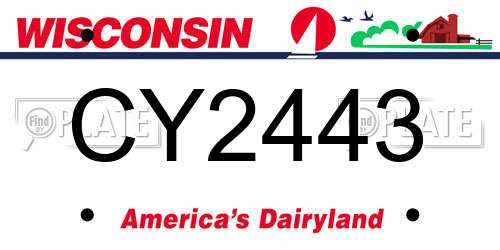 CY2443 Wisconsin License Plate