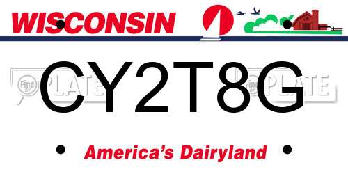CY2T8G Wisconsin License Plate